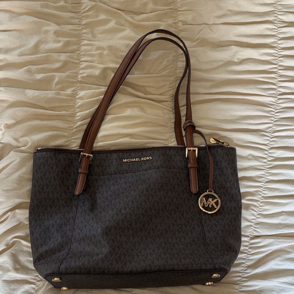 Michael Kors Black and Brown Shoulder Bag